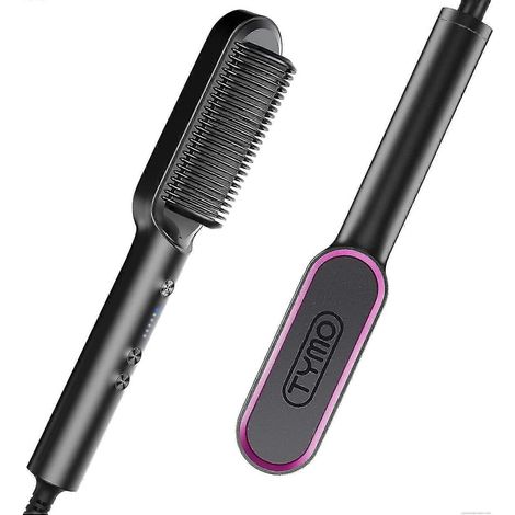 Peigne lisseur professionnel pour cheveux, outil de coiffage, noir mat (1/4)