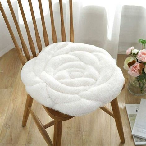 (blanc)45x45cm Coussin rond de coussin de chaise d'étudiant en peluche épaissi (1/5)