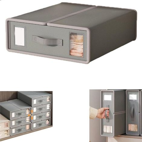pezzo - Organizzatore per lenzuola - Borsa portaoggetti pieghevole - con finestra trasparente - Per organizzare l'armadio - Grigio - 383211,5 cm - Per biancheria da letto (1/5)
