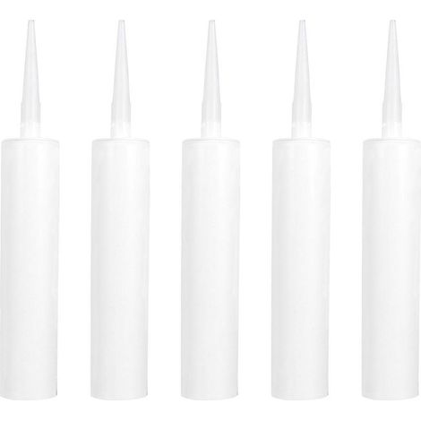 Lot de 5 tubes de mastic vides en plastique, rechargeables, pour la maison-23.00X4.80X4.80CM-White (1/3)
