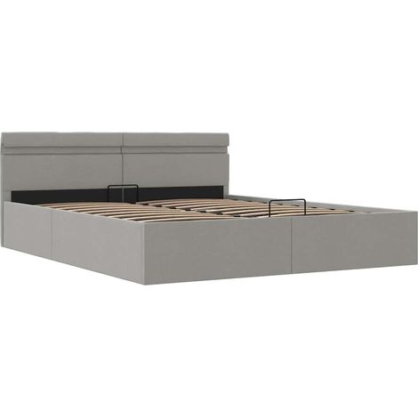 Cadre de lit à stockage avec LED Gris clair Tissu 180x200 cm (1/5)