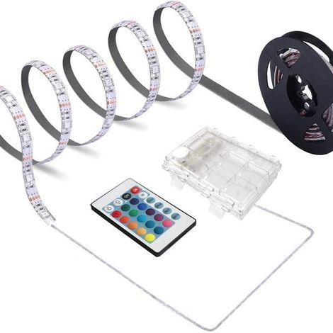 Bande LED Cisea de 2 m (6,56 pi) à piles avec télécommande 24 boutons pour installation intérieure DIY