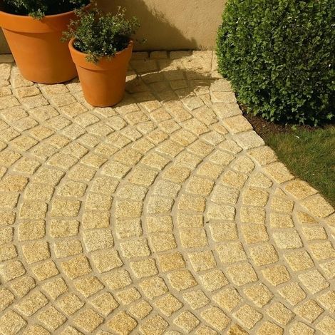 Pavé en pierre naturelle Granit Jaune - 10x10x8 cm - Couche 1m²