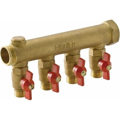 Collecteur mâle-femelle 1'' (26/34), 2 départs mâle 1/2'' (15/21), pour sanitaire - Riquier