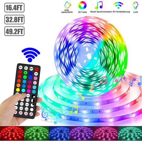 Rouleau de Ruban LED RVB 10M - Synchronisation Musique - Télécommande IR 44 Touches avec Timer - Non Étanche (1/5)
