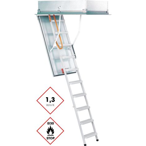 Minka Bodentreppe Type 12 Solid brandhemmend mit ISO-OD U-Wert 0,7 W/m2K bis 275cm Raumhöhe 140x70cm Deckenöffnung (1/2)