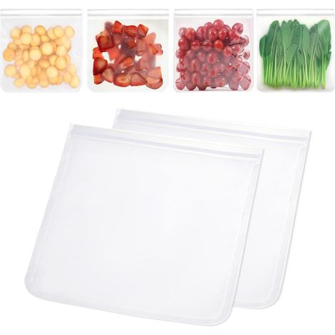 6 Pack réutilisable gallon sac de congélation, 27 28CM / 10.6 11 pouces très grande épaisseur ziplock silicone plastique étanche sandwich snack fruit Bag préparation de repas (1/5)
