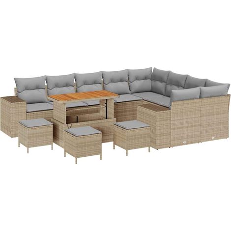 Maison Exclusive - Gartensofa-set mit Kissen 13 pcs Beige Poly-Ra