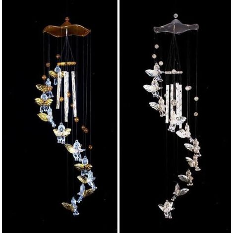 Bardusch - Carillon éolien - - Ange d\'amour - Argenté - 70 cm - Décoration de jardin (1/4)