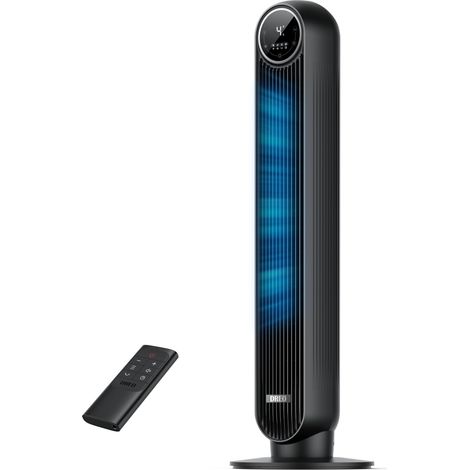 20dB ventilateur colonne silencieux pour chambre, 7,6 m/s, oscillant à 90°, 92 cm, avec télécommande, ventilateurs tour équipés de 4 vitesses, 4 modes, et minuterie 8H, noir, Nomad One (1/5)