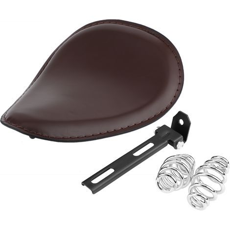 Selle solo moto cuir 3 pouces avec support à ressort pour chopper bobber custom