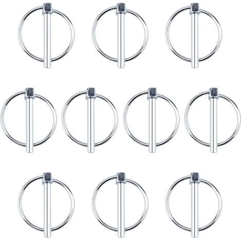 Lot de 10 Goupilles de Verrouillage en Acier Carbone, Diamètre 6 mm, pour Attelage de Remorque, Rail de Ferme et Équipement de Pelouse (1/5)