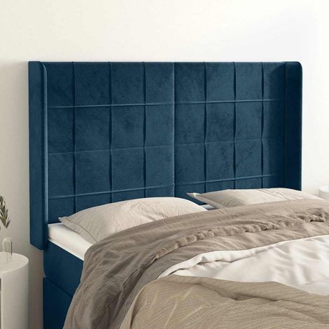 vidaXL Cabecero con orejas de terciopelo azul oscuro 147x16x118/128 cm (1/5)