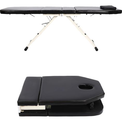 Table de massage, portable, réglable, noir (1/2)