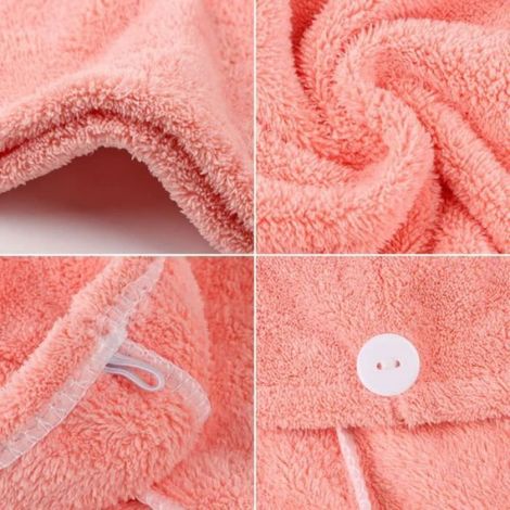 Serviette de Séchage pour Cheveux - Noname - 2 Pcs - Microfibre - Rose et Beige - 65 x 25 cm (1/4)