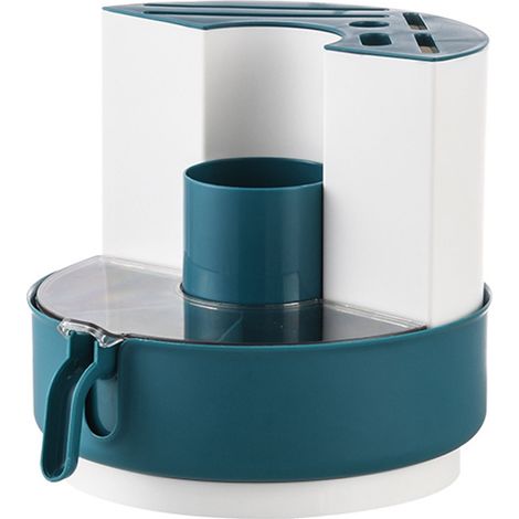 Porte-couteaux rotatif 360° multifonction en plastique, support de rangement pour couteaux, fourchettes, baguettes, étagère de cuisine (1/5)