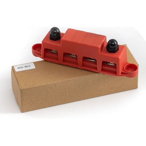 RV busbar M8M10 high current wiring studs, red and black 4 studs, power distribution block, busbar, marine accessories - M10 studs - red - (1/4)