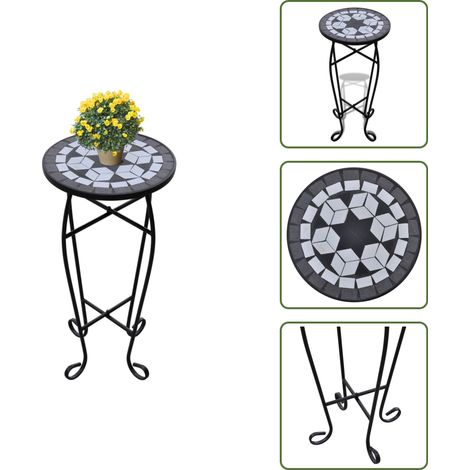 The Living Store Table d'appoint Mosaïque Noir et blanc - Table de balcon (1/5)
