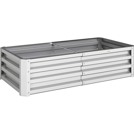 Potager rectangulaire en tôle ondulée, 120 x 60 x 30,5 cm, argent (1/5)