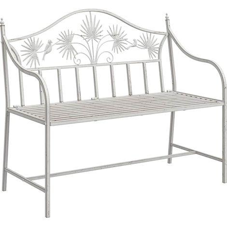 Maison Exclusive - Panchina da giardino Bianco Antico 104 x 52,5 x 89 cm Acciaio