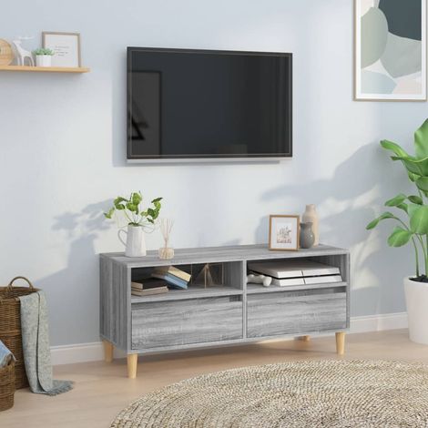 Meuble TV, Banc TV, Support pour Téléviseur, Meuble de Salon Sonoma gris 100x34,5x44,5 cm bois d'ingénierie YHJ81374 (1/5)