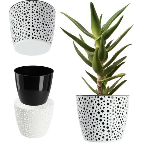 KADAX Blumentopf aus Kunststoff, Pflanzkübel, rund, 21 cm, Schwarz