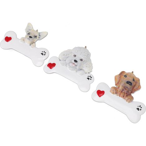Pendentif chien en résine pour sapin de Noël, résistant à l'usure, pendentif chiot en résine à faire soi-même pour décorations de Noël, ensemble de trois pièces (1/5)