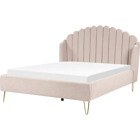 Letto con rete in tessuto poliestere beige chiaro 140 x 200 cm Ambillou
