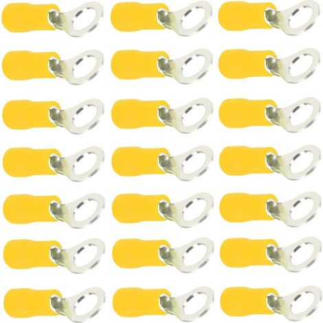 RV55 Anneau en connecteur Terminal isolé 10-12 GA Fil à sertir kit de câble à électrique Outil Rapide 5 100 10 12 Cuivre Jaune (1/5)