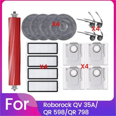 Kit Accessoires Aspirateur Robot - Brosse Principale - Filtre HEPA - Sac à Poussière - Serpillière Microfibre - Pour Roborock QR 798 QV 35A QR 598 - 17 Pièces (1/5)
