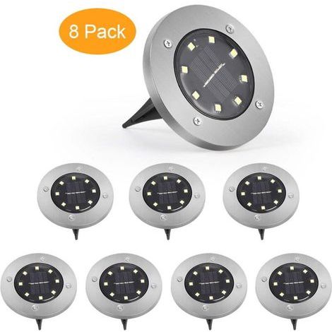 lampadaire solaire, lampes de jardin solaires à 8 LED, éclairage extérieur à disque solaire, éclairage intérieur étanche (1/4)