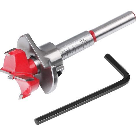 Fraise à Bois, Ø 25 mm Foret Bois à Positionnement Ajustable, Scie Trépan au Carbure Cémenté avec Butée de Profondeur (Plage de Profondeur 1040 mm) (1/5)