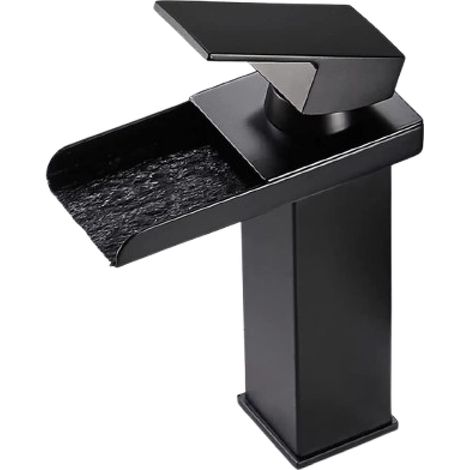 1 Robinet cascade monotrou, acier inoxydable mat, cartouche céramique, pour lavabo salle de bain (1/5)