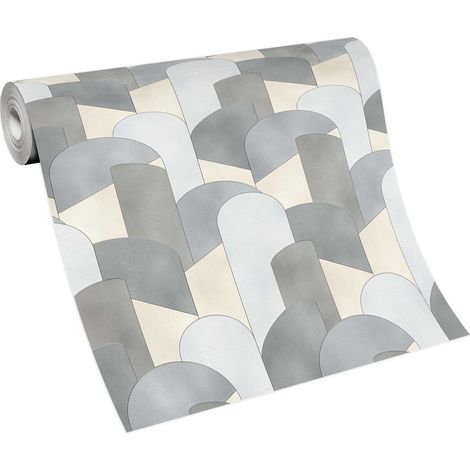 Papier peint gris uni effet textile chambre & salle de bain  Tapisserie grise unie salon et bureau  Papier peint intissé idéal couloir (1/5)