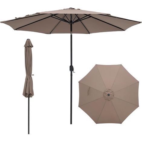 COSTWAY Sonnenschirm 270 cm Ampelschirm Gartenschirm Kurbelschirm Strandschirm Garten Schirm mit Kurbel Braun (1/5)