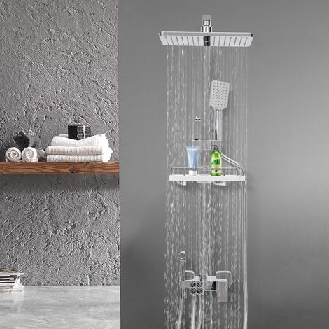 Système de douche mural moderne en acier inoxydable – Indicateur de température LED – 4 modes – Hauteur réglable 70-115cm (1/5)