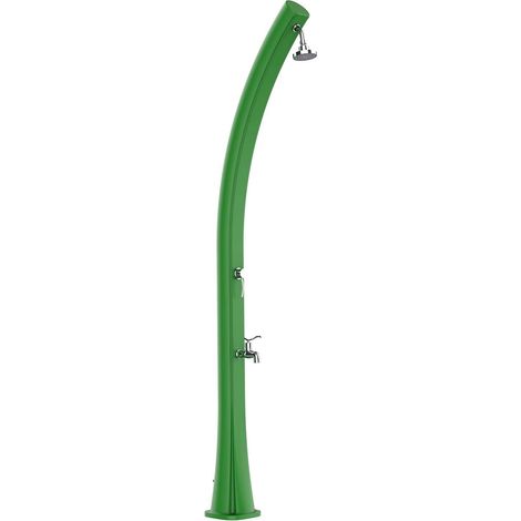 Ducha Solar Verde RAL 3028 fabricada en polietileno HD ideal para exteriores Incluye tanque de 25L cabezal redondo y ducha para pies Perfecta para jardines y actividades al aire libre STARMATRIX