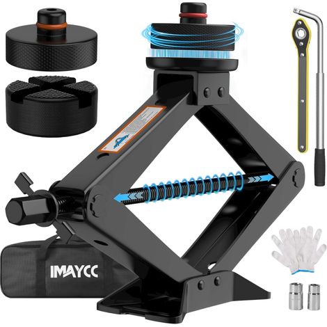Mise à Niveau Cric Voiture 3T/3000kg,Universel Crique Voiture avec 2 Tampon Caoutchouc, Portable Cric de Levage avec Clé pour Écrous de Roue, Kit Urgence Automobile pour SUV MPV Voiture (1/5)