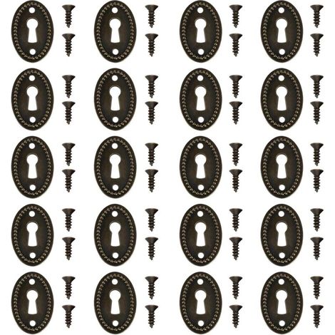 Couvercles Ovale Antiques pour Serrure 20 Pièces 36,5 x 24 mm Vis Incluses Tiroirs Armoires (1/4)