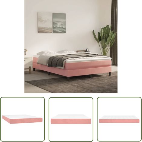 The Living Store Matelas de lit à ressorts ensachés Rose 140x200x20 cm Velours - Matelas À Ressorts Ensachés - Matelas Velours - Matelas Double - Matelas Rose - Literie (1/5)