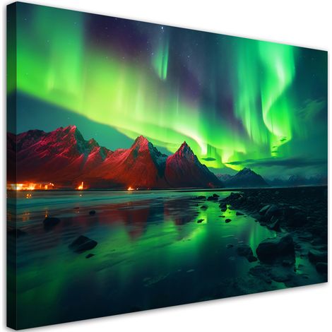 Tableau sur toile Tableau sur toile Aurore boréale dans la nature 90x60 (1/5)