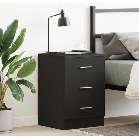 Nachttisch, Nachtkommode, Beistelltisch, Nachtschrank für Schlafzimmer Schwarz 38x35x56 cm Holzwerkstoff MAIW28206 BonneVie (1/5)