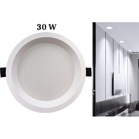Faretto Incasso LED Soffitto Rotondo Bianco 30W Luce Fredda Opaco AntiSporco (1/5)