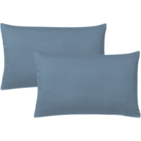 KLULK Set 2 Federe Per Cuscini Per Bambini 40x60 Cm,In Puro Cotone 100% Fibra Naturale In Tinta Unita Avio,  Made In Italy