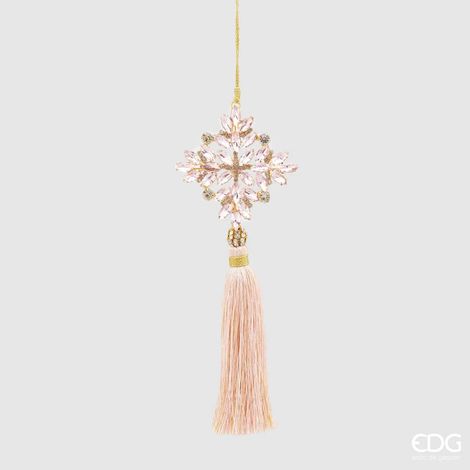 EDG Enzo De Gasperi Decorazione Natale Fiocconeve Gemme con Nappa H 22 Cm Pink 1 Pz