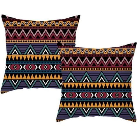 Housses de coussin ethniques imprimées géométriques - Lot de 2 - WIRLSWEAL - 45x45cm - Multicolore