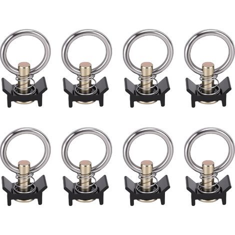 Lot de 8 fixations pour rail en L à un seul goujon avec anneau rond, réutilisables, capacité de 4 000 lb, pour plateau de camion ou remorque, noir. (1/5)