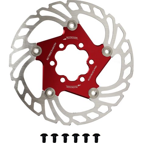 Disque de frein flottant rouge pour vélo de route, 6 trous, 140mm/5.5 pouces, remplacement léger et performant. (1/5)