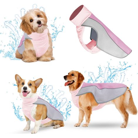 Gilet rafraîchissant pour chien, veste rafraîchissante par évaporation confortable, gilet rafraîchissant respirant pour animaux de compagnie, veste de protection solaire d'été (XL, rose) (1/4)