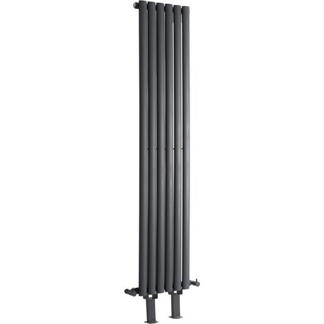 Hudson Reed Vitality - Radiateur Vertical sur Pieds Moderne Anthracite - 178cm x 35.4cm